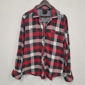 Mammut Mens Long Sleeve Button Up Shirt Size XL Red Plaid Country Southwestern